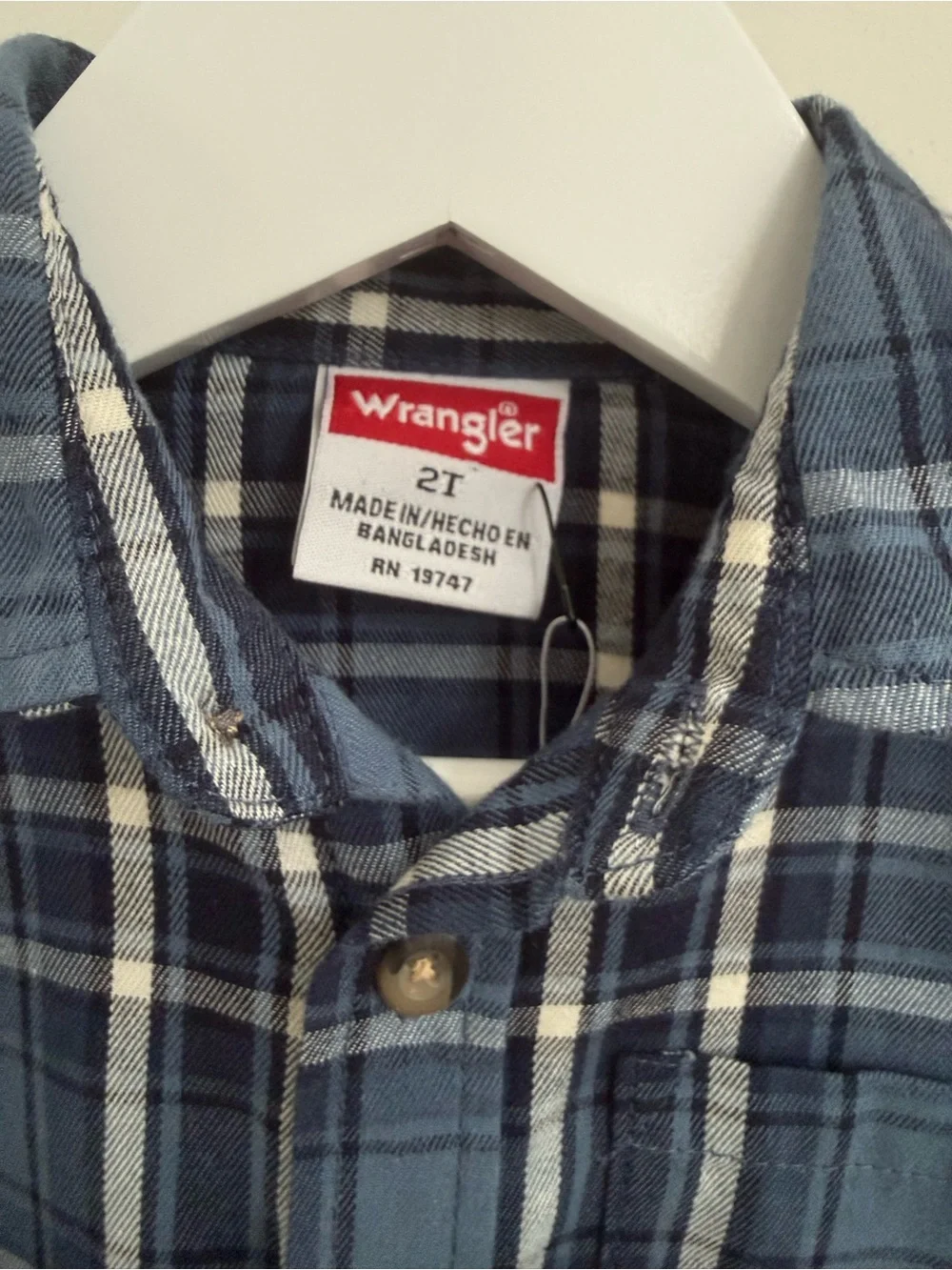 Wrangler - 2T - plaid button up shirt